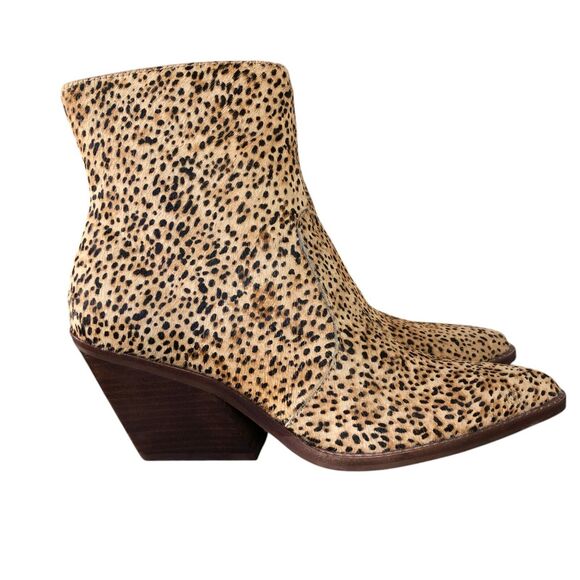 Dolce Vita Western Almond Toe Calf Hair Leopard $170 Block Heel Bootie Sz 9 NEW - Picture 3 of 15